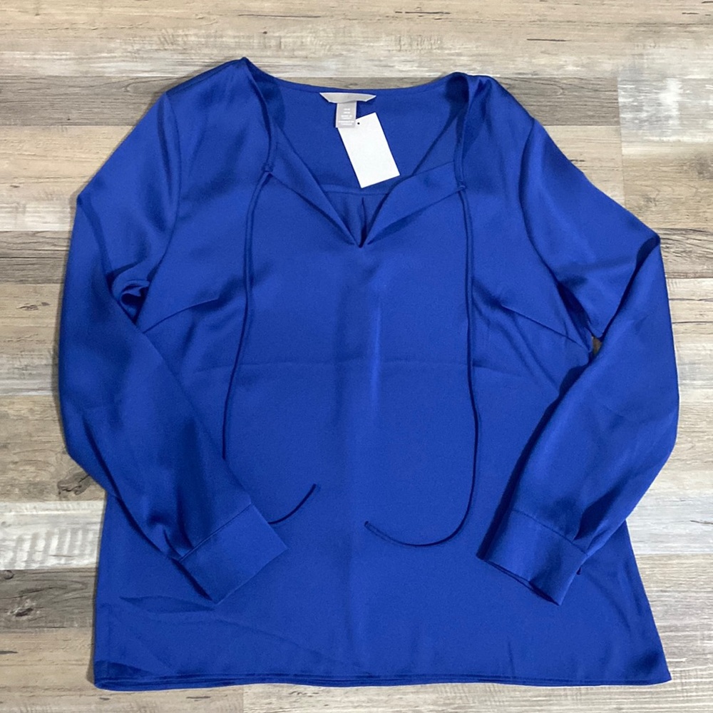 H&M Blue Silky Tunic Sz M